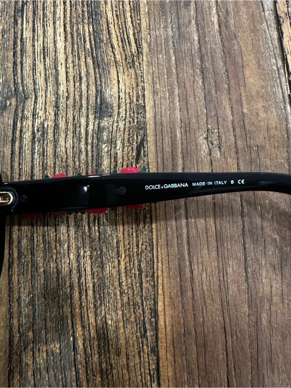 Dolce & Gabbana Black Sunglasses with Red Rose Embellishments